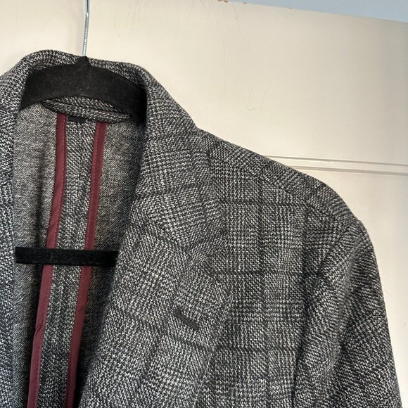 Bonobos Italian Men's Blazer Jacket 38R Slim Fit Wool Check Tweed Gray Charcoal - Picture 6 of 7